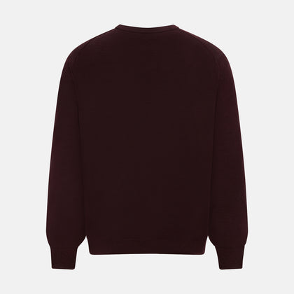 Burgundy Fine Merino V-Neck Cardigan Image 2