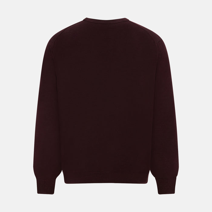 Burgundy Fine Merino V-Neck Cardigan Image 2