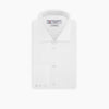 View 3 of product The Turnbull & Asser Two-Fold 120 White Shirt with a Regent collar and 3-button cuffs is neatly folded and displayed against a light blue background.