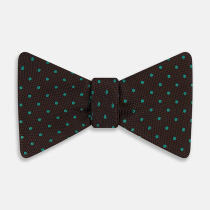 Blue and Brown Micro Dot Silk Bow Tie