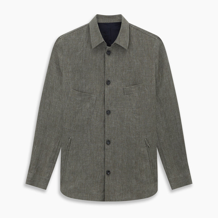 Olive Linen Holland Shacket Image 5