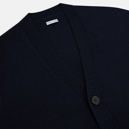 Navy V-Neck Cashmere Cardigan Image 1
