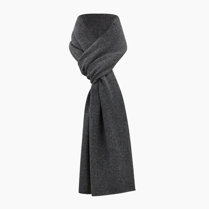 Plain Graphite Cashmere Knitted Scarf Image 3