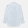 View 3 of product The Turnbull & Asser PALE BLUE COTTON REGULAR FIT MAYFAIR SHIRT is a long-sleeve, button-down shirt with a pointed T&A collar, shown laid flat on a white background.