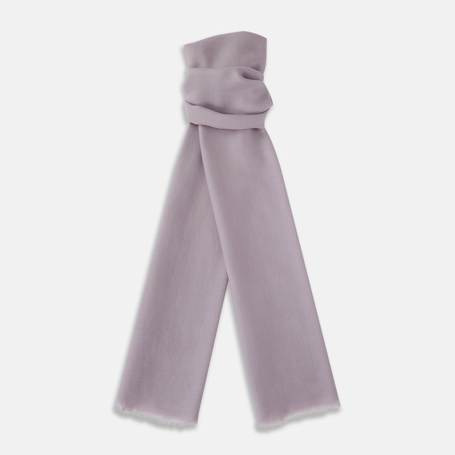 View 1 of product The Lilac Cashmere Scarf by Turnbull & Asser features a soft texture and unfinished, slightly frayed edges—an elegant accessory for any formal wardrobe.