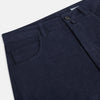 View 2 of product The Turnbull & Asser Light Navy Corduroy Charles Trousers feature a straight-leg fit, stretch cotton, belt loops, front pockets, and a button-zip closure—highlighting British tailoring against a white background.