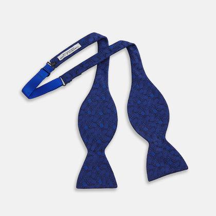 Electric Blue Motif Silk Bow Tie Image 1