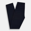 View 14 of product Turnbull & Asser’s Midnight Blue Winston Trousers, in high-twist cotton with belt loops and a button closure, are shown flat against a plain white background.