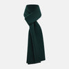 View 1 of product The Turnbull & Asser Forest Green and Charcoal Fretwork Cashmere Knitted Scarf, featuring a subtle geometric pattern, is neatly folded and knotted against a plain white background.