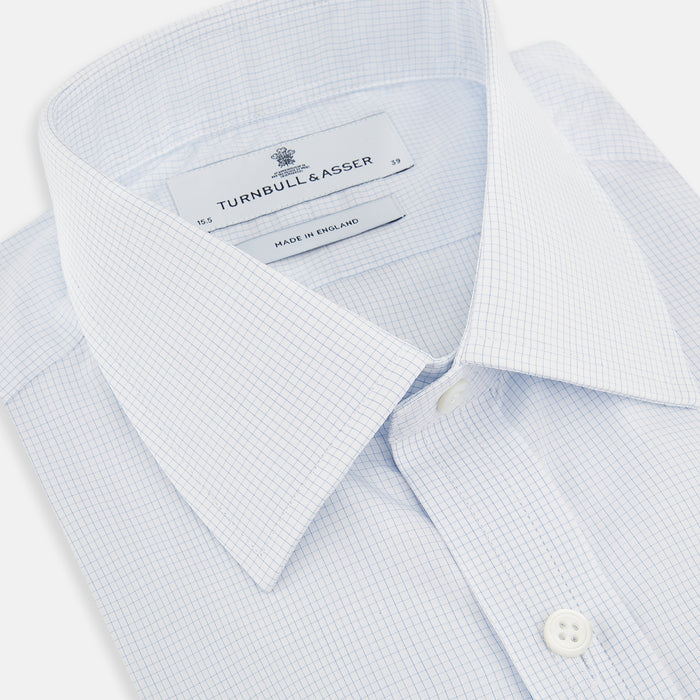 Blue and White Micro Check Mayfair Shirt Image 1