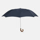 The Turnbull & Asser Navy Telescopic Umbrella features a brown maple crook handle and is shown fully open against a plain white background.