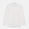 View 1 of product The White Cotton Weekend Fit Langston Shirt by Turnbull & Asser, with a Derby collar, long sleeves, and two button-flap chest pockets, is shown laid flat on a white background.