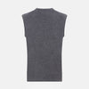 View 3 of product The Turnbull & Asser Slate Grey Melange V-neck Cashmere Vest is a plain, sleeveless jumper shown against a white background.