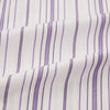 View 6 of product The Purple Multi Stripe Mayfair Shirt by Turnbull & Asser is a long-sleeve, collared button-up featuring vertical blue and purple stripes on white, ideal for formal occasions. The shirt is neatly displayed flat against a white background.