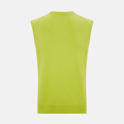 Lemon Green Cashmere V-Neck Vest Image 2