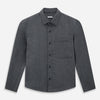 View 1 of product The Grey Highbury Overshirt by Turnbull & Asser is a long-sleeve, button-up charcoal gray overshirt with a single chest pocket, inspired by classic formal jackets and shown laid flat on a white background.
