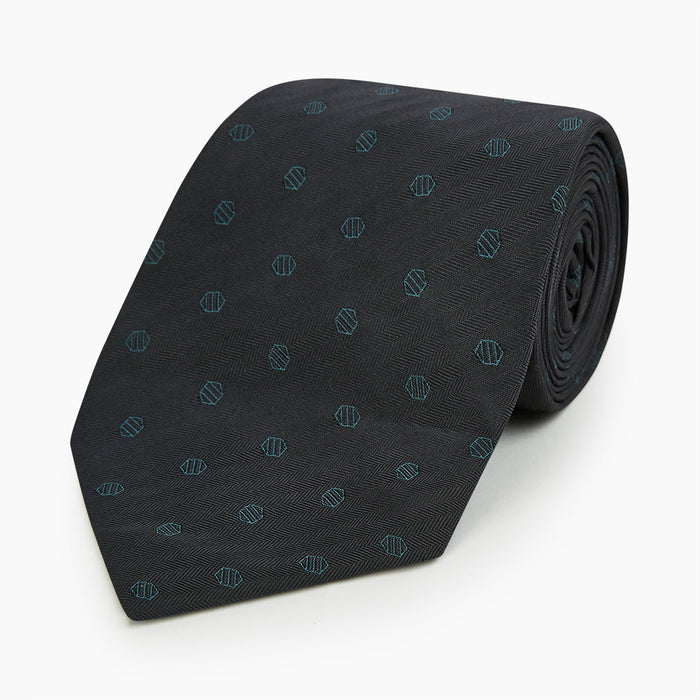 Teal  and Navy Circle Silk Tie Image 4