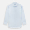 View 1 of product The Turnbull & Asser PALE BLUE COTTON REGULAR FIT MAYFAIR SHIRT is a long-sleeve, button-down shirt with a pointed T&A collar, shown laid flat on a white background.