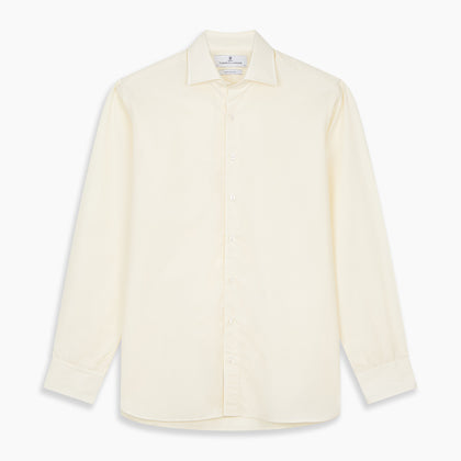 Tailored Fit Cream Cotton Shirt with Kent Collar and 3-Button Cuffs