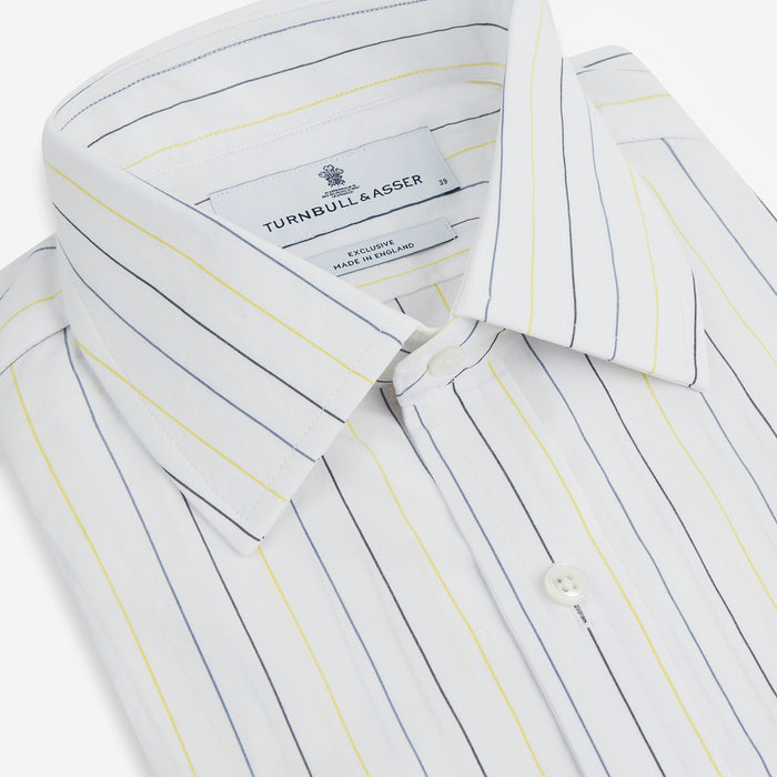 Navy and Yellow Wide Pinstripe Mayfair Shirt Image 1