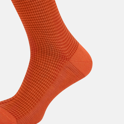 Orange Houndstooth Long Socks Image 3