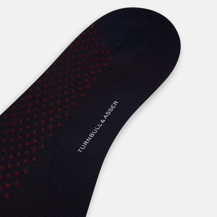 Navy/Red Motif Long Socks Image 2