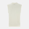 View 3 of product The Turnbull & Asser Cream Fine Merino V-Neck Vest is a sleeveless knit with ribbed edges, ideal for a refined modern look. Shown on a plain white background.