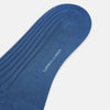 View 3 of product A single, upright Azzurro Mid-Length Sock from Turnbull & Asser in solid blue mercerised Egyptian cotton, knee-high with ribbed texture—shown against a plain white background.