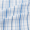 View 6 of product The Turnbull & Asser Blue Plaid Check Mayfair Shirt is a long-sleeve, button-down shirt with a T&A collar and blue and white plaid pattern, shown on a white background.