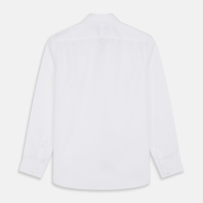 White Herringbone Tailored Fit Shirt With Kent Collar Image 2