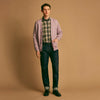 View 7 of product Turnbull & Asser Green & Purple Check Weekend Fit Linen Shirt with Dorset collar and 1-button cuffs, shown flat on a white background.