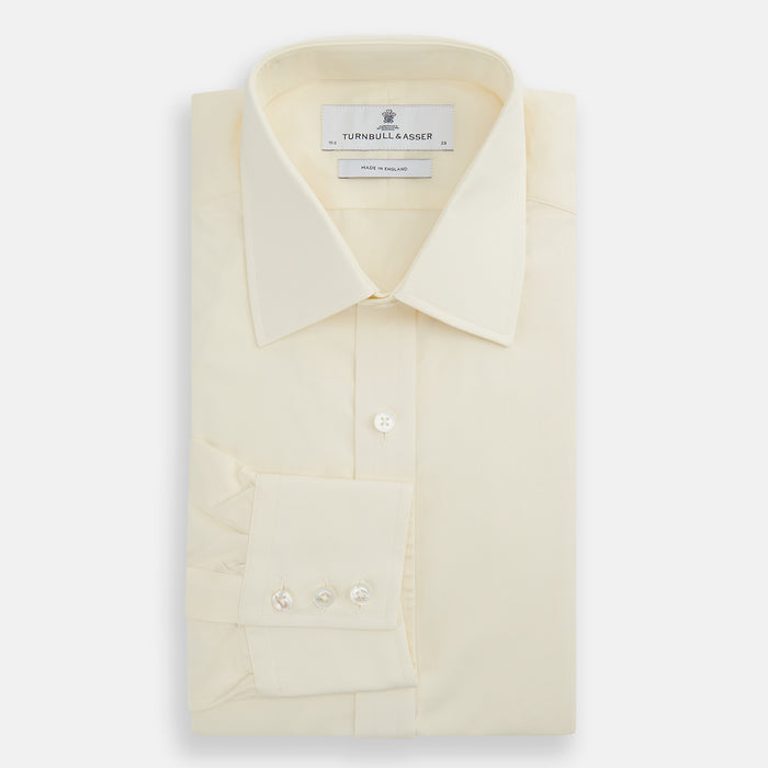 Cream Cotton Shirt with T&A Collar and 3-Button Cuffs Image 3