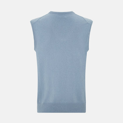 Frost Blue Cashmere V-neck Vest Image 2