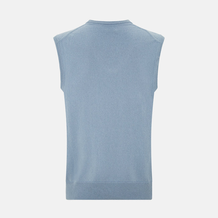 Frost Blue Cashmere V-neck Vest Image 2