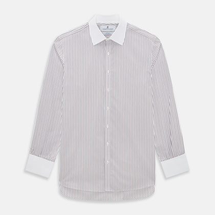 Red Double Stripe Shirt with Contrast T&A Collar and Cuffs