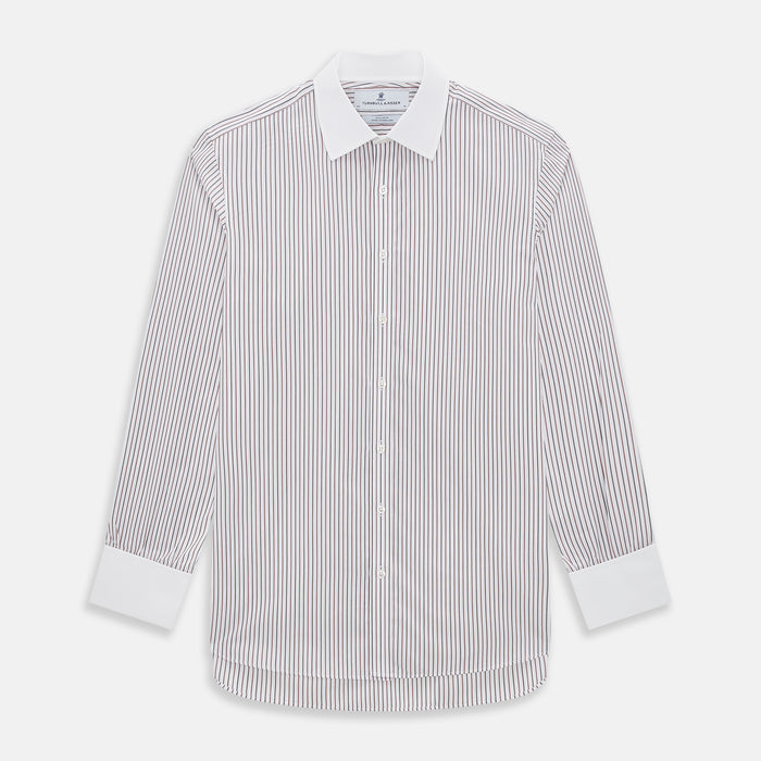 Red Double Stripe Shirt with Contrast T&A Collar and Cuffs