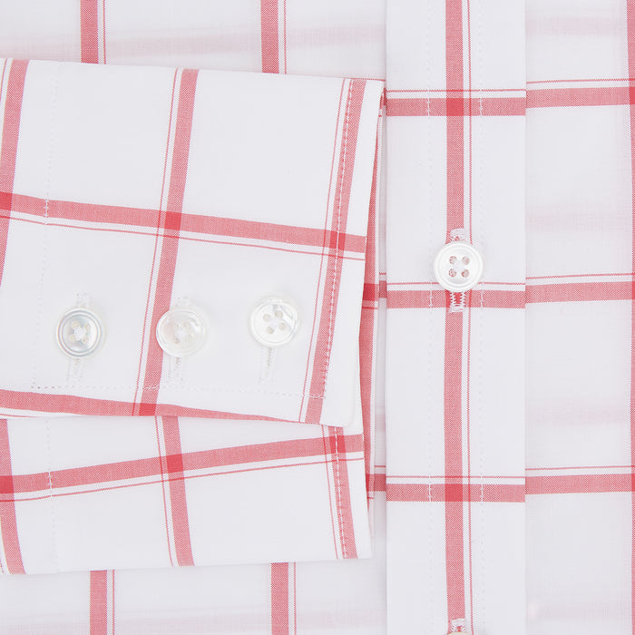 Coral Grid Check Mayfair Shirt Image 3