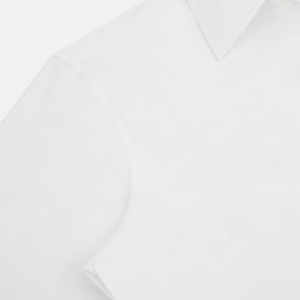 The Turnbull & Asser White Westminster Shirt is a long-sleeve, button-up dress shirt with a classic cut and Westminster collar, shown on a white background.