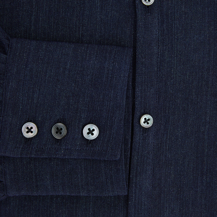 Navy Linen Westminster Shirt Image 3