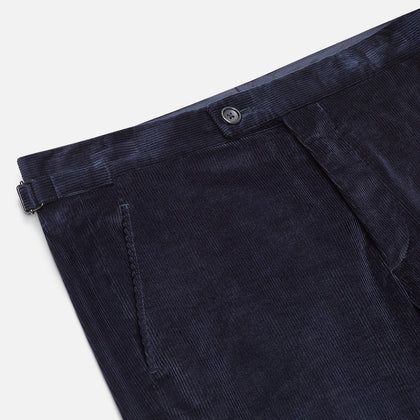 Navy Corduroy Henry Trousers Image 1