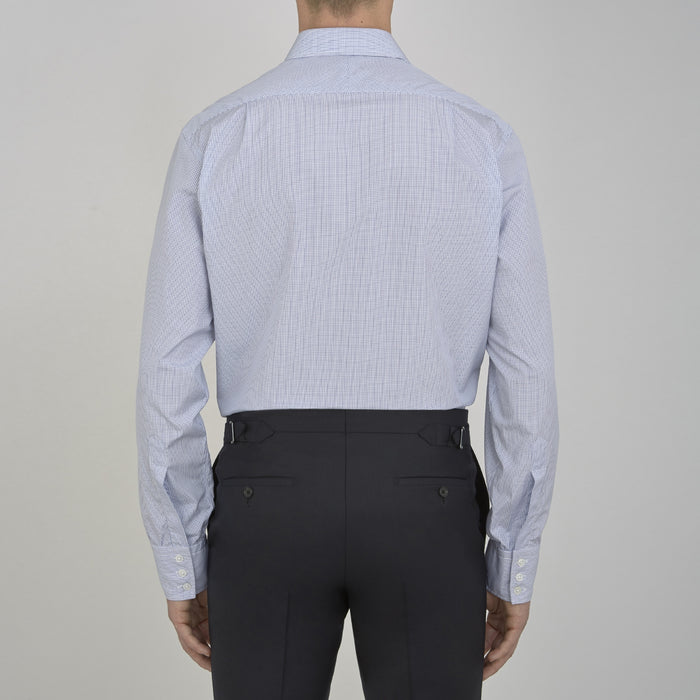 Blue Grid Check Shirt with T&A Collar and 3-Button Cuffs Image 4