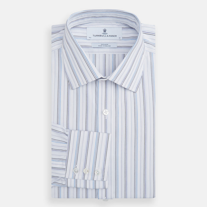 Blue Fine Multi Pinstripe Mayfair Shirt Image 3