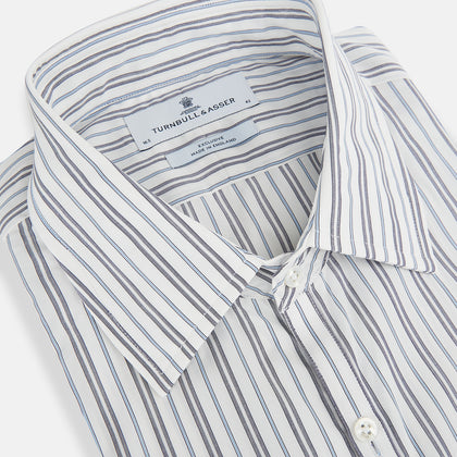 NAVY AND LIGHT BLUE MULTI TRACK STRIPE WESTMINSTER SHIRT Image 1