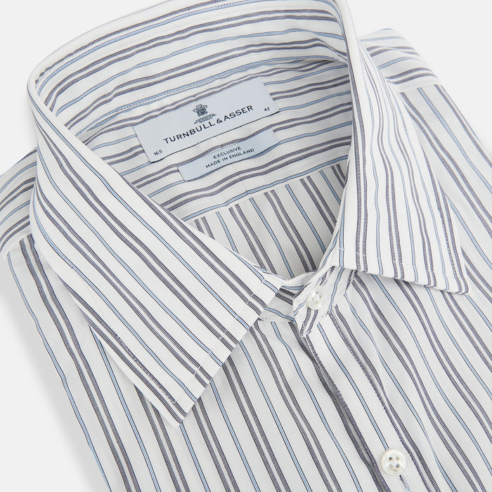NAVY AND LIGHT BLUE MULTI TRACK STRIPE WESTMINSTER SHIRT Image 1