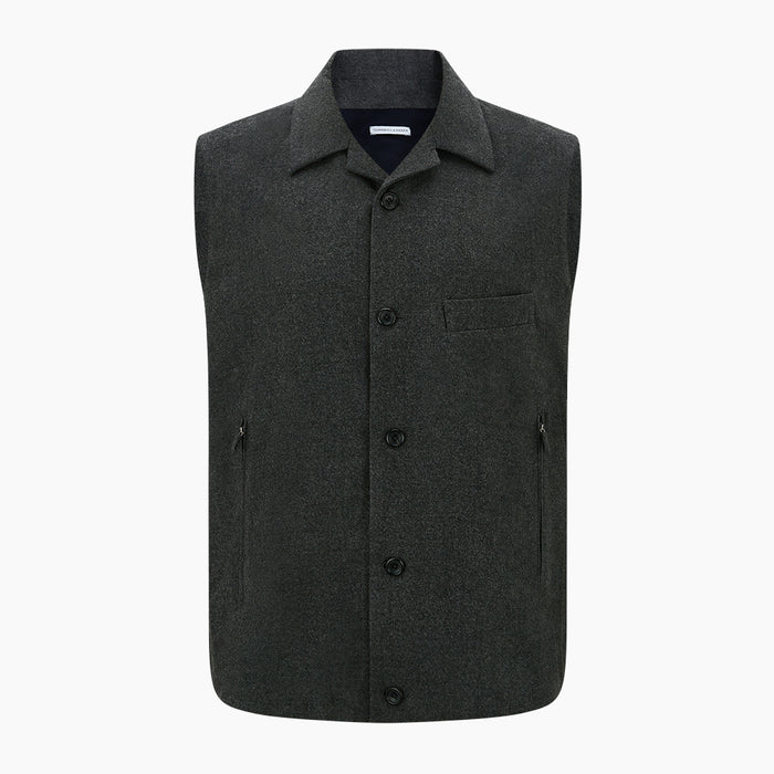 Graphite Melange Collared Single-breasted Waistcoat Image 5