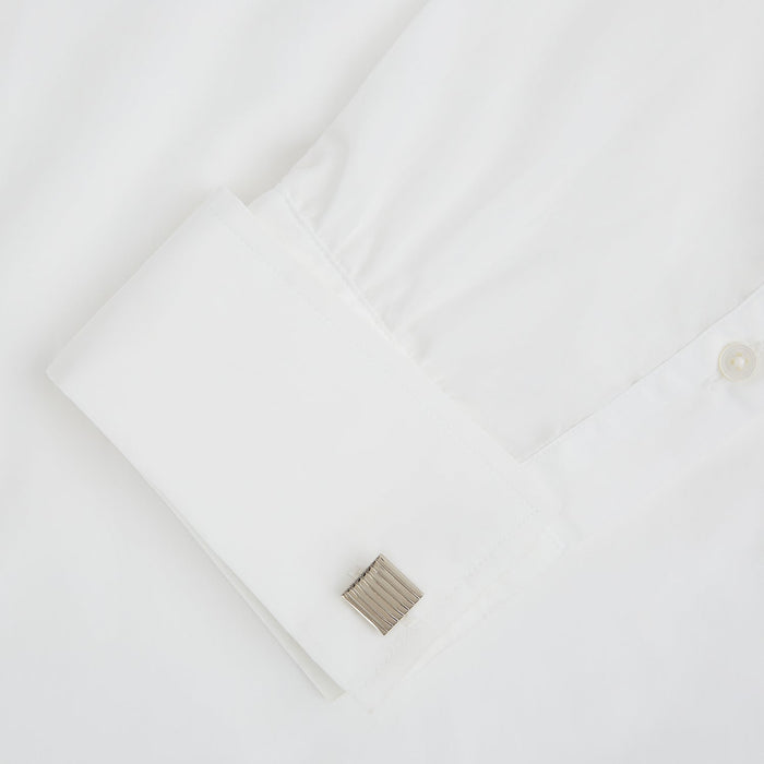 Silver Striped Square Cufflinks Image 2