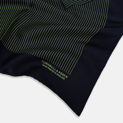 Navy and Melon Green Stripe Silk Pocket Square Image 1