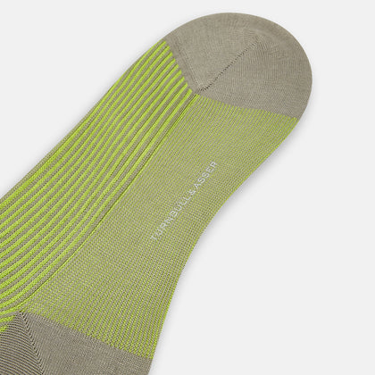 Lime/grey Thin Striped Long Socks Image 2
