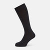 View 1 of product A Charcoal Dash Striped Mid-Length Sock from Turnbull & Asser is shown on a plain white background, positioned to emphasize its ribbed texture and length.