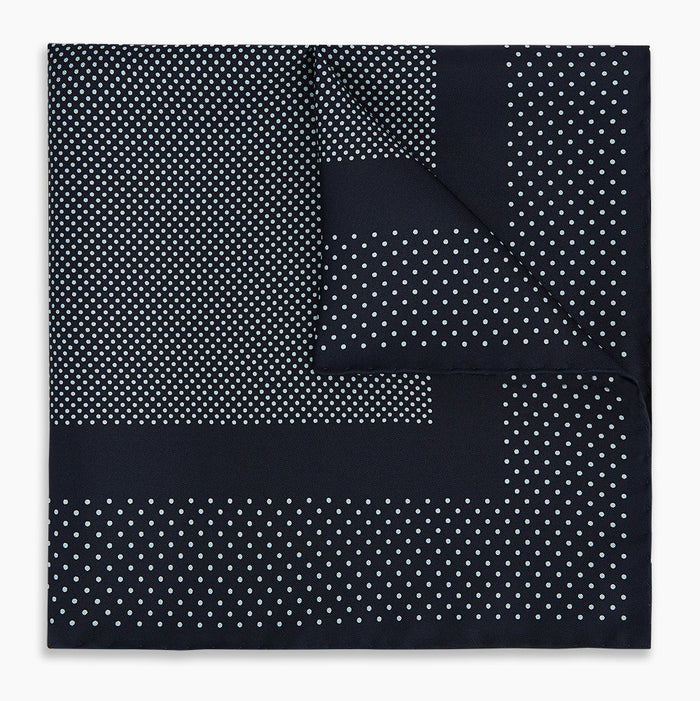 Navy and Light Blue Dot Silk Pocket Square Image 4